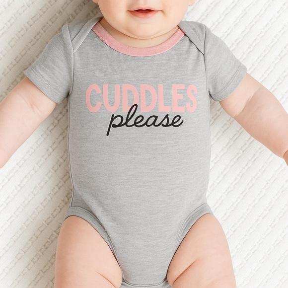 Cuddles Please Short Sleeve Onesie - Gray - Picture 1 of 4